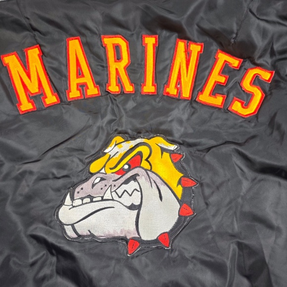 Vintage USMC Marines Bulldogs Jacket MA-1 Bomber  XXL- Quilted Nylon Black - Picture 11 of 11